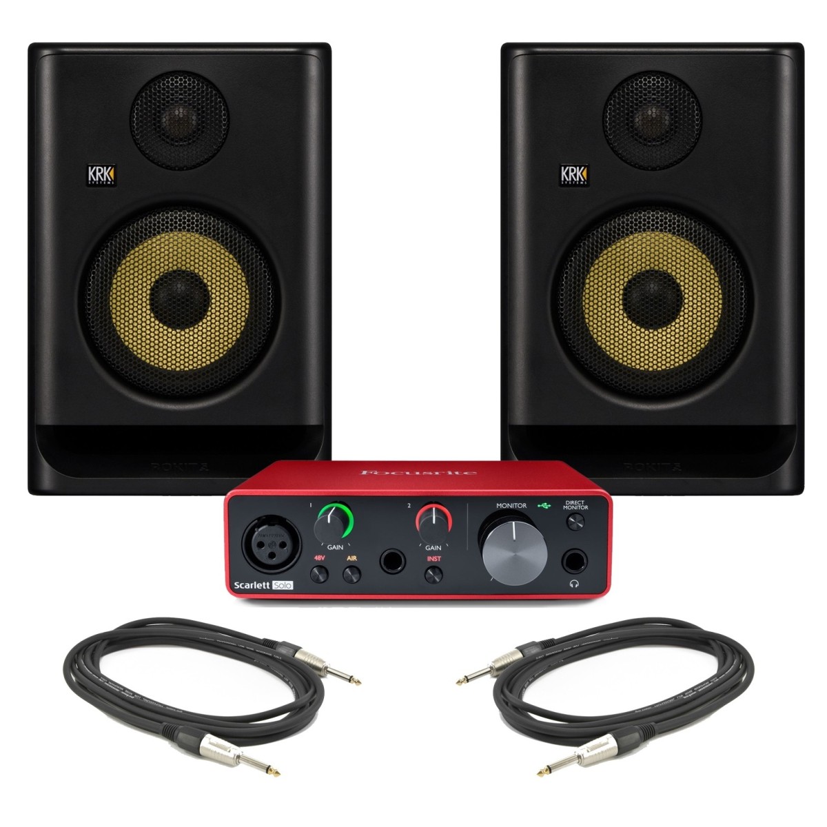Focusrite Scarlett Solo (3. Generation) und KRK ROKIT RP5 G5 Studio Monitor Bundle