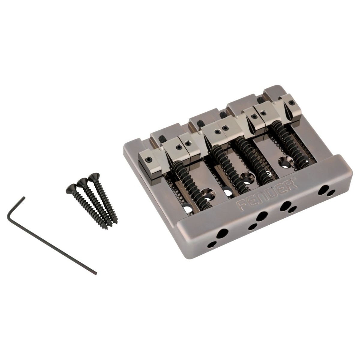 Fender HiMass String-Through 4-String Bass Steg mit Saitenreitern aus Messing schwarz-Chrom