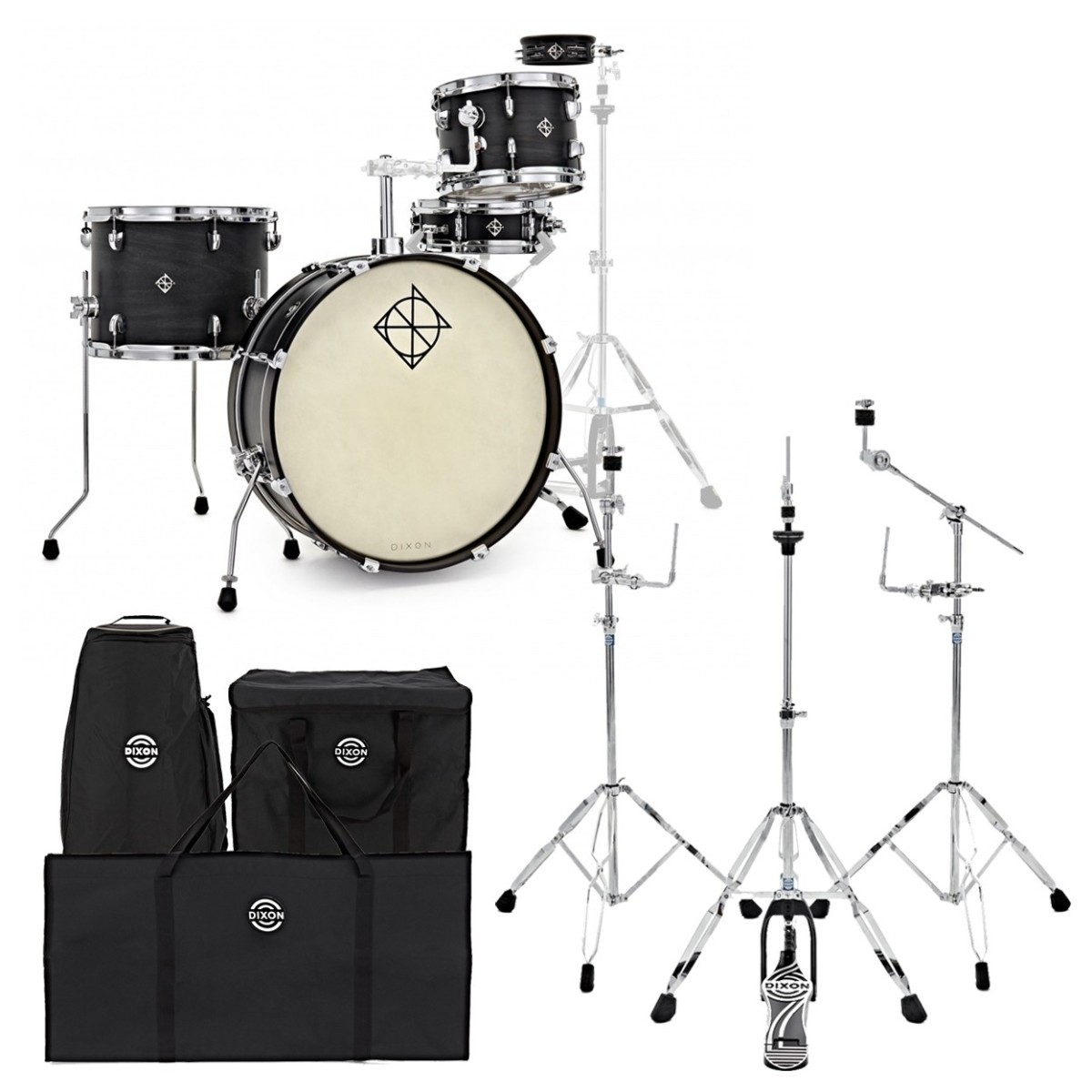 Dixon Drums Little Roomer Gig Pack m/Hardware & Taschen schwarzkohle