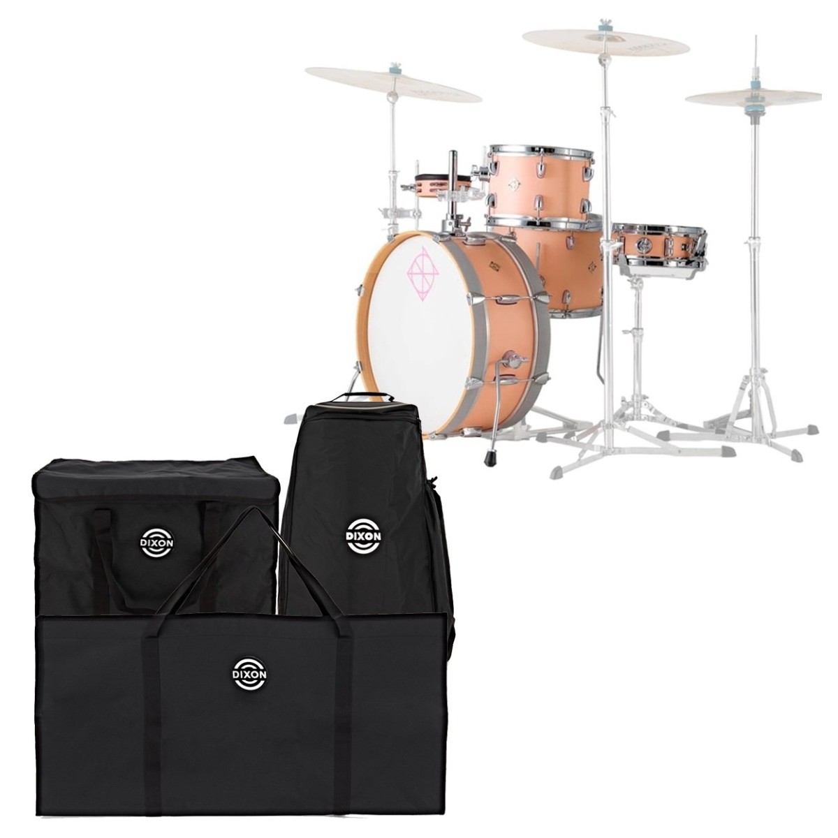 Dixon Drums Little Roomer 20 5pc Kesselsatz w/Bags Satin Peach Fuzz