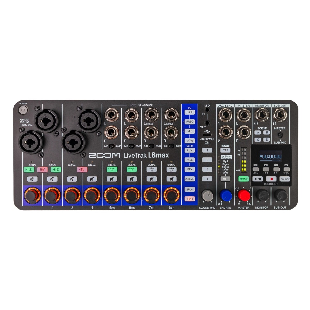 Zoom LiveTrak L-6 Max Tragbares Mischpult