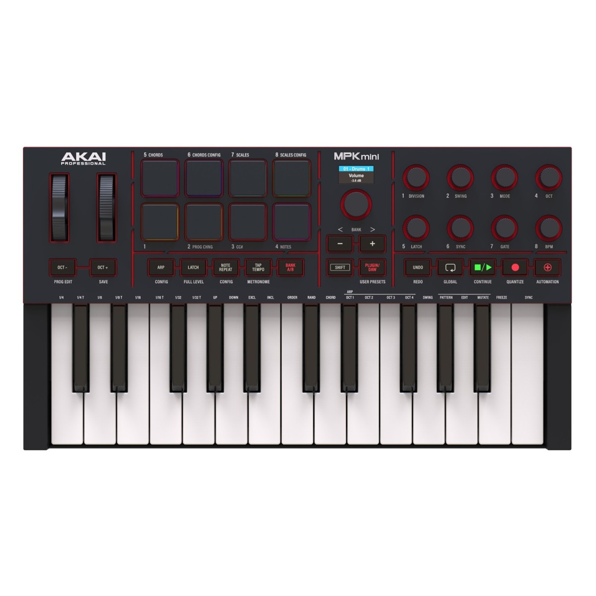 Akai Professional MPK Mini MK4 Kompaktes MIDI-Keyboard &Pad Controller schwarz