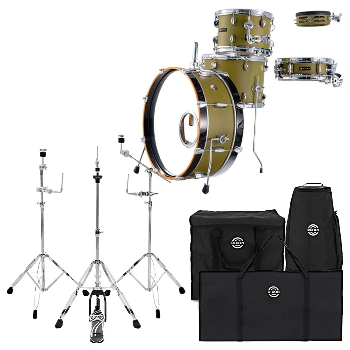 Dixon Drums Little Roomer Gig Pack w/Hardware & Bags Olivgrün