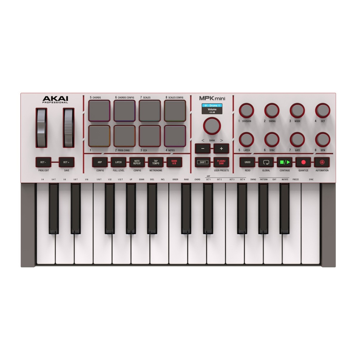 Akai Professional MPK Mini MK4 Kompaktes MIDI-Keyboard und Pad Controller Grau