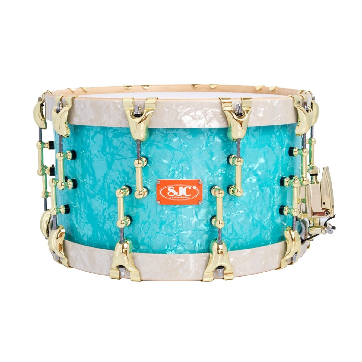SJC Drums 14 x 8' Custom Snare Aqua& Aged White Pearl