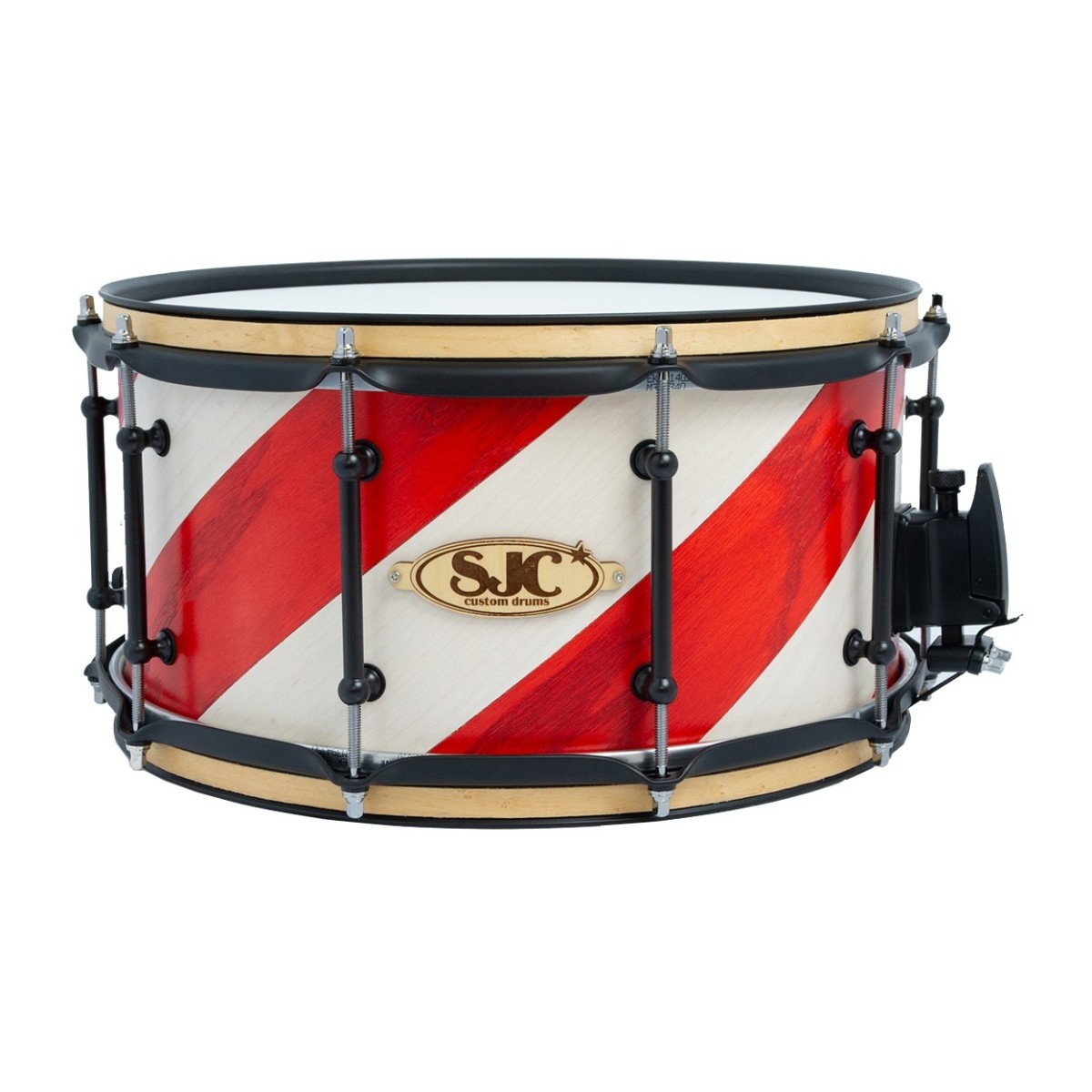 SJC Drums 14 x 7' Custom Snare Rot & Weiß Barbershop