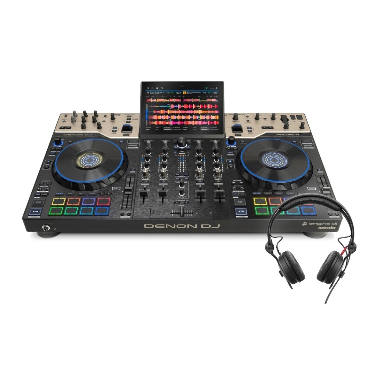 Denon DJ Prime 4 G2 und Sennheiser HD25 Kopfhörer-Bundle