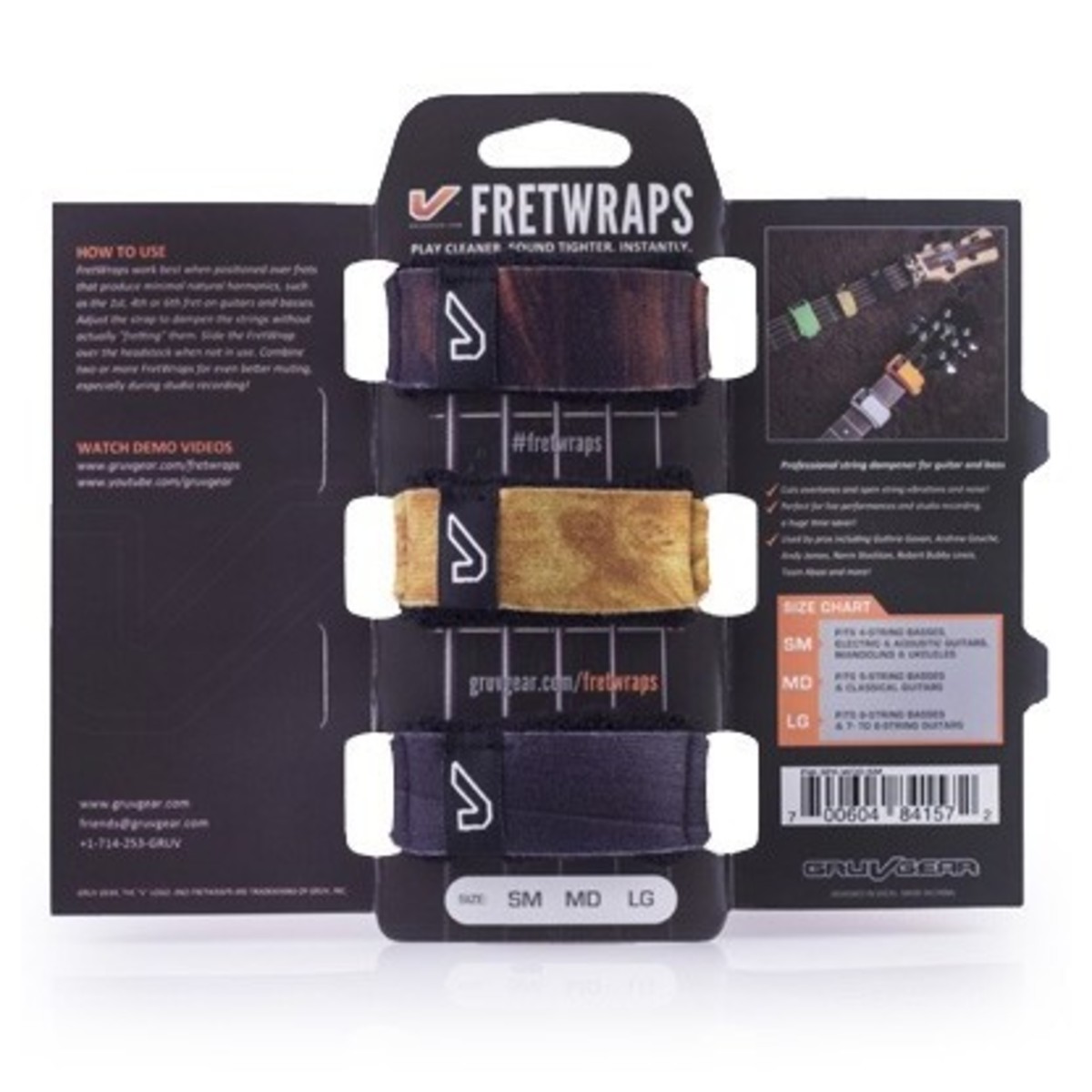 Gruv Gear FretWraps Holz 3er-Pack Drucke große