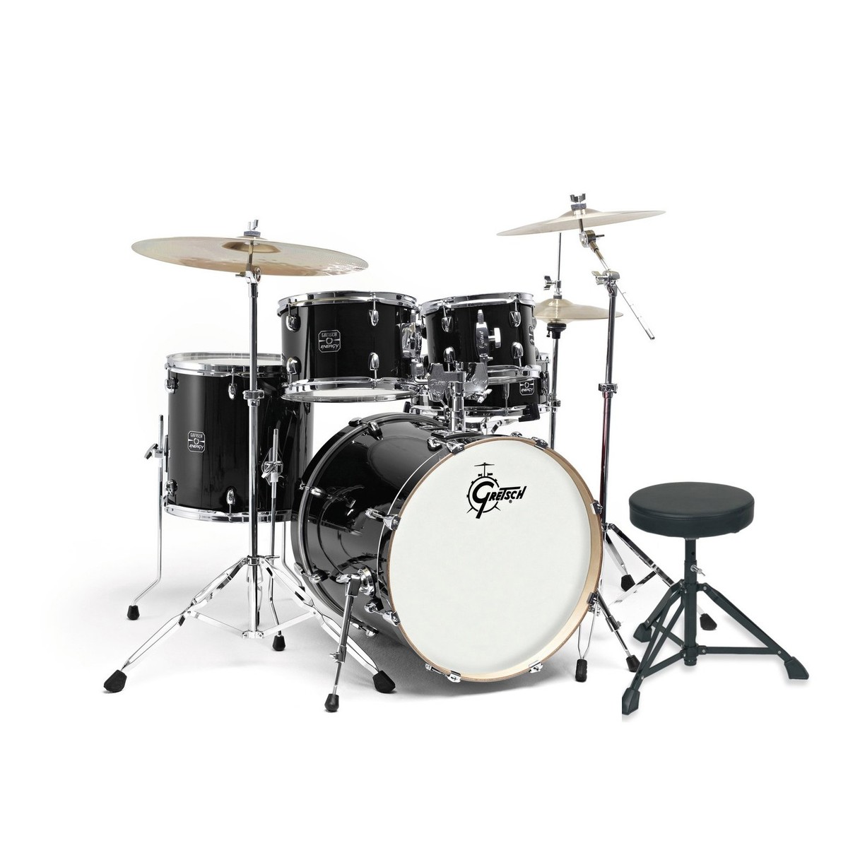 Gretsch Energy 20'-Schlagzeug mit Hardware & Paiste 101 Set Schwarz