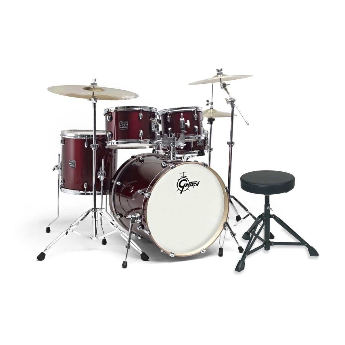 Gretsch Energy 20'-Schlagzeug mit Hardware & Paiste 101 Set Wine Red