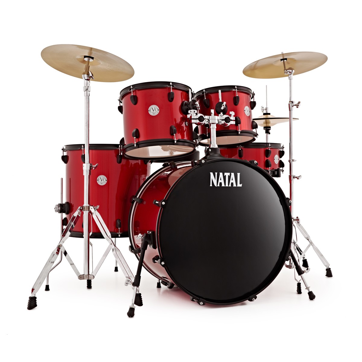 Natal EVO 22-Drum-Kit mit Hardware Becken Extra-Crash rot