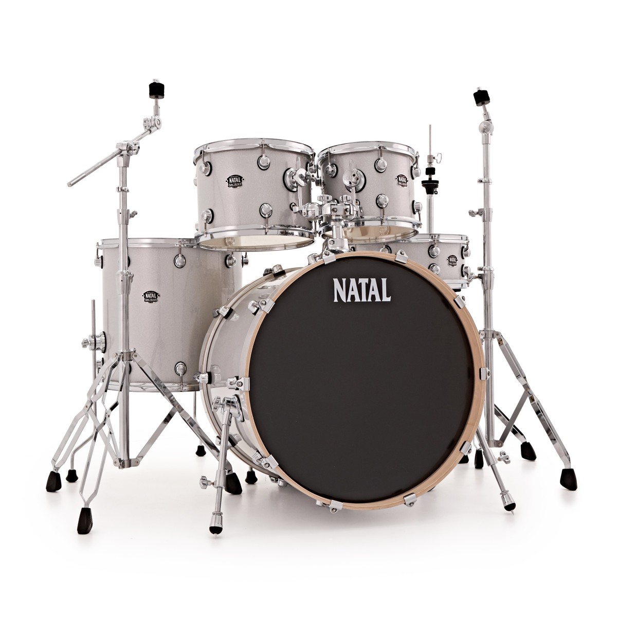 Natal Arcadia Poplar 22' 5-teiliges Drum-Kit mit Hardware White Sparkle