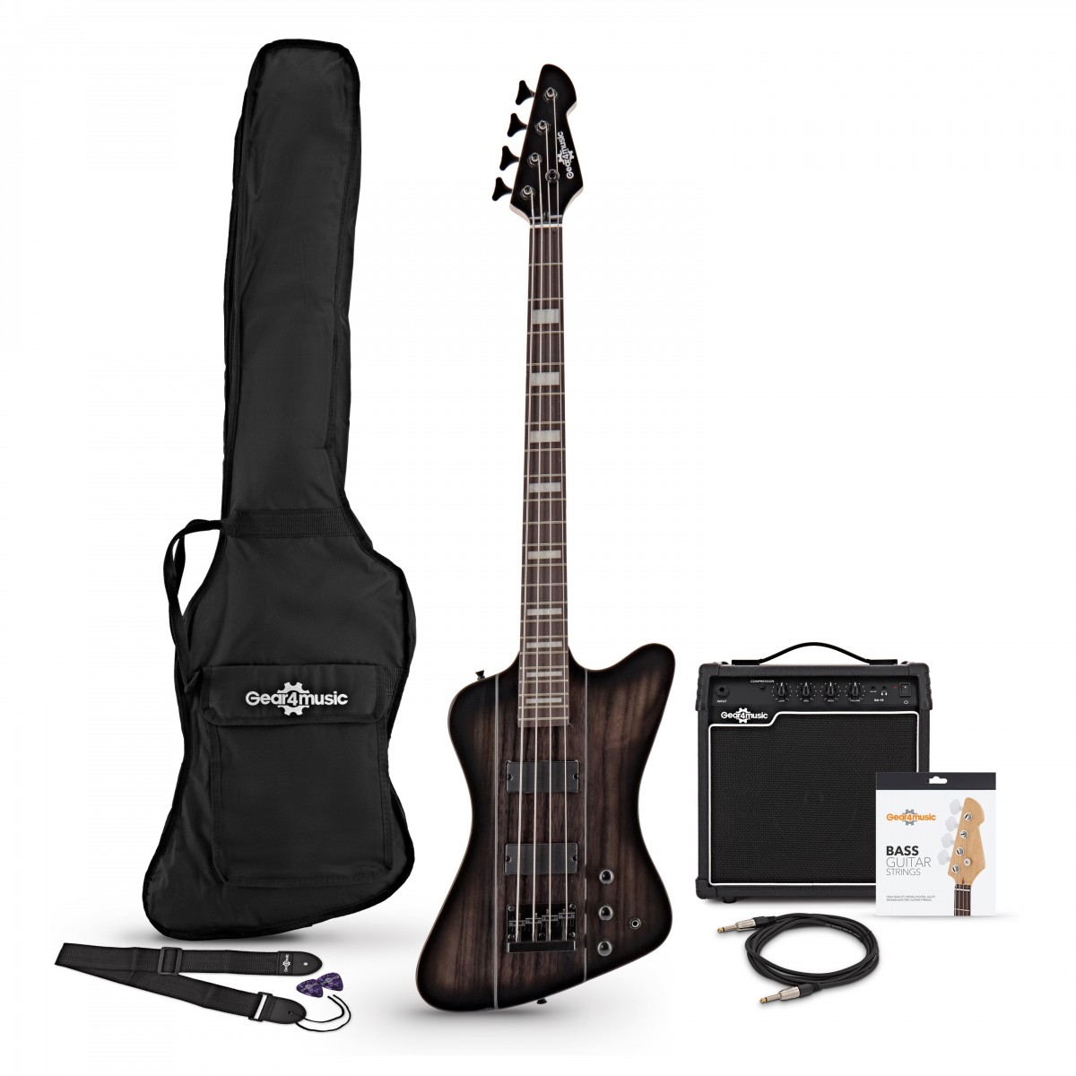 Harlem Z Bassgitarre + 15W Verstärker Set Trans Black
