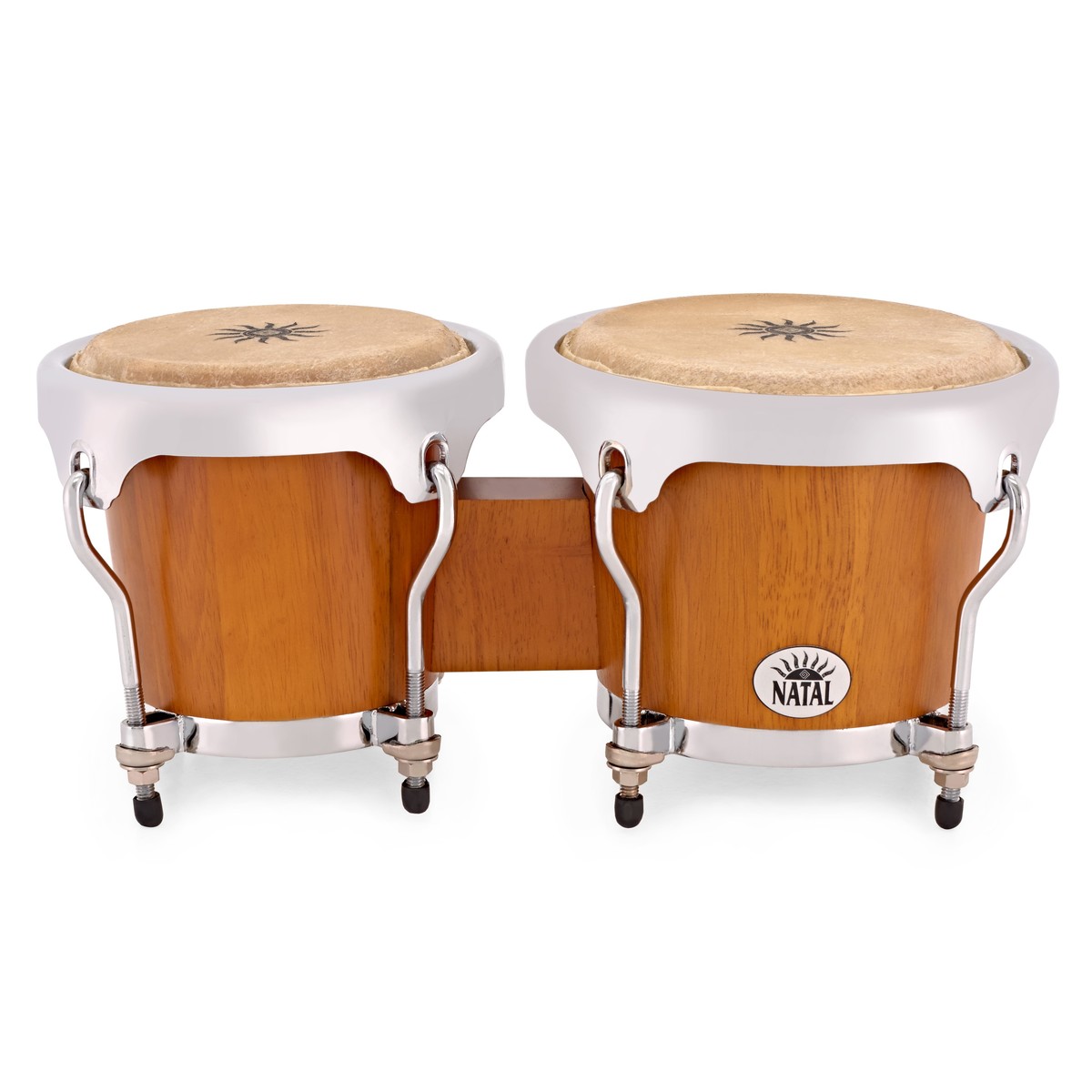 Natal Fuego Bongos aus Naturholz verchromte Hardware mattes Honey