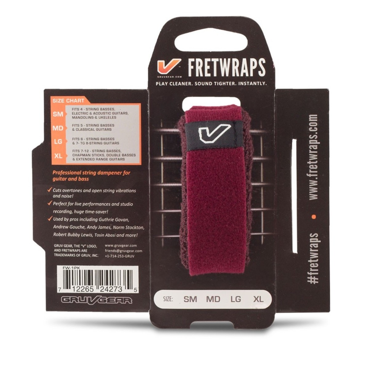 Gruv Gear Fretwraps 1pk    Burgundy mittlere