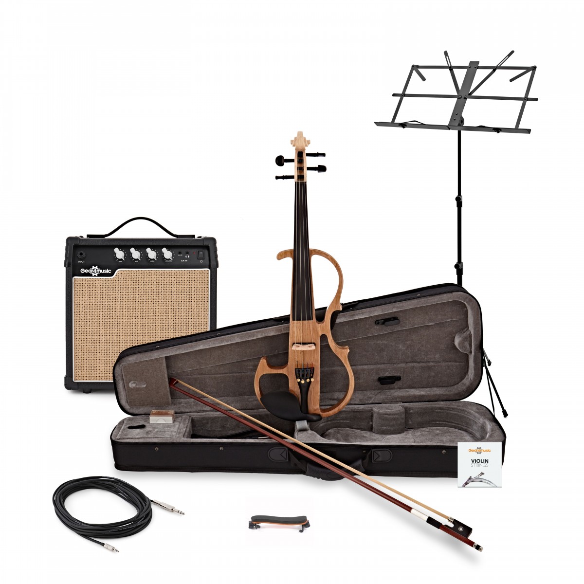 E-Violine von Gear4music Natur im Paket mit Verstärker