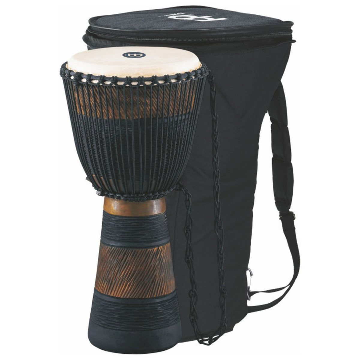 Meinl ADJ3-L und Tasche 12' Original Afrikanische Rope Tuned Holz-Djemben Bran/Schwarz