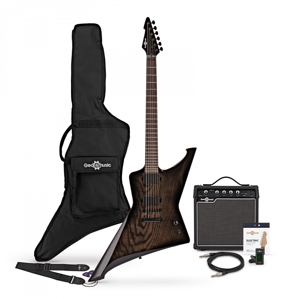 Harlem Z E-Gitarre im Paket mit 15-Watt-Verstärker Schwarz