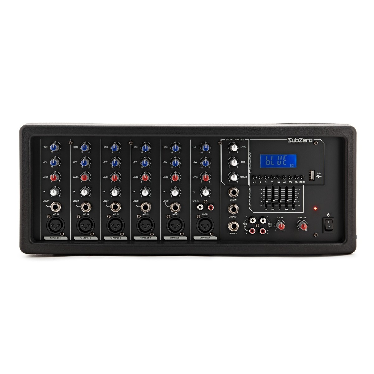 SubZero SZ-PMIX6-MP3 6-Kanal-Powermixer mit Digital Media Player