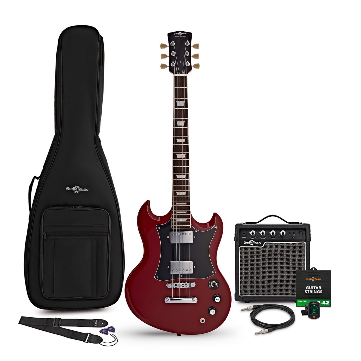 Brooklyn Select E-Gitarre Rot im Paket mit 15-Watt-Verstärker