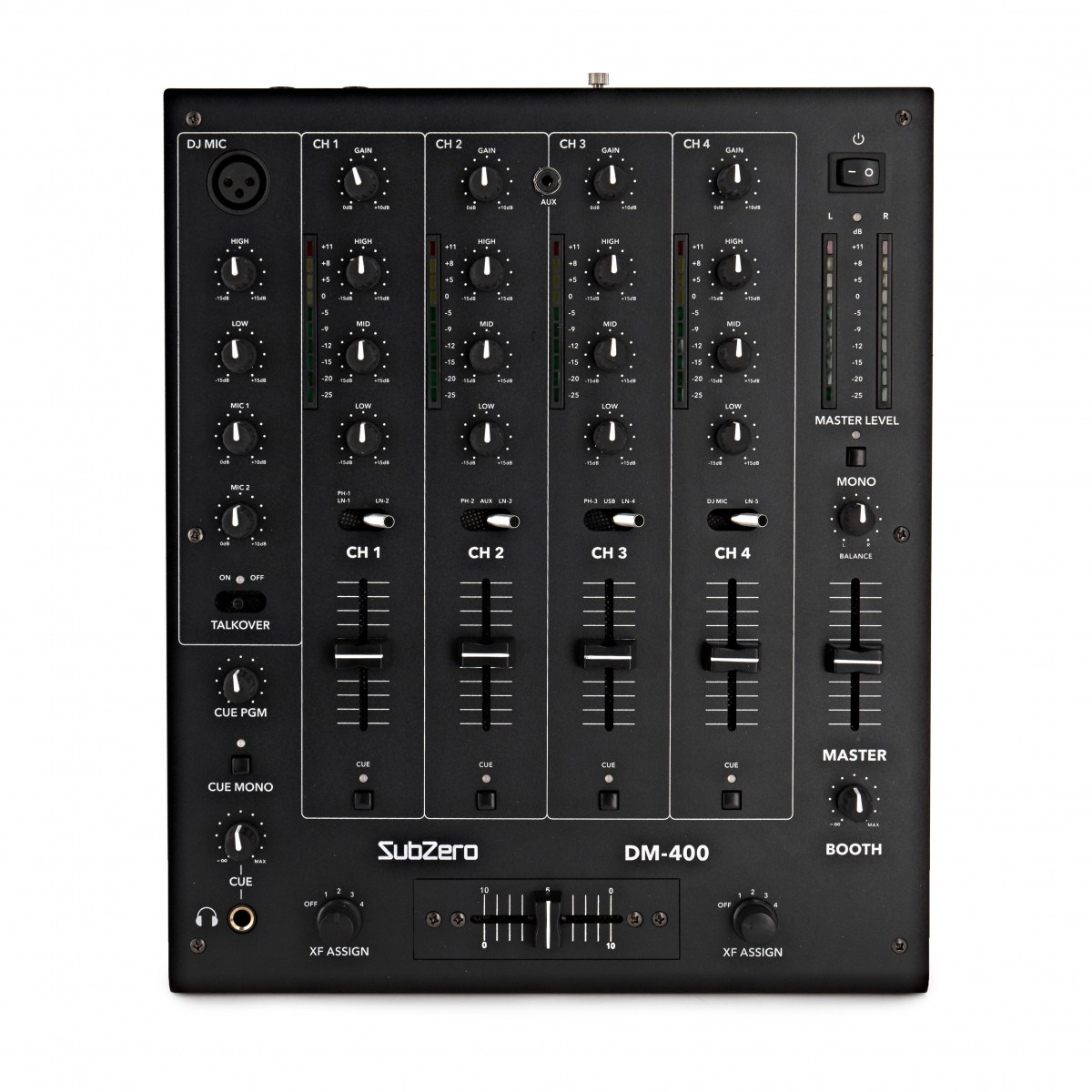 SubZero DM-400 Vierkanal-DJ-Mischpult mit USB