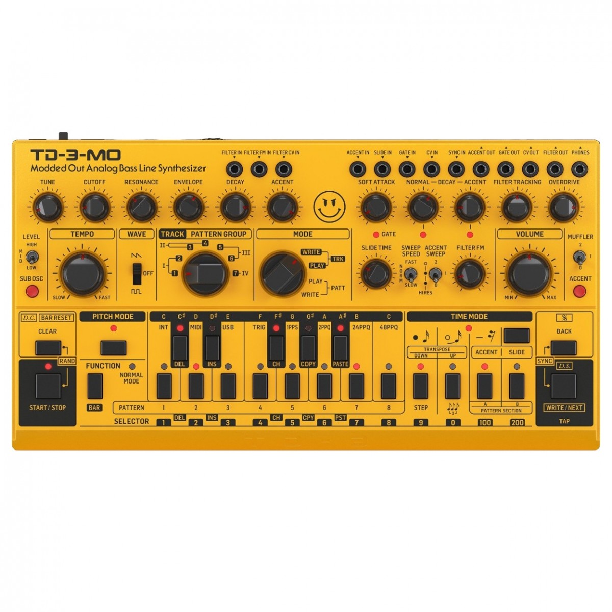 Behringer TD-3-MO Modifizierter analoger Bass Line Synthesizer gelb