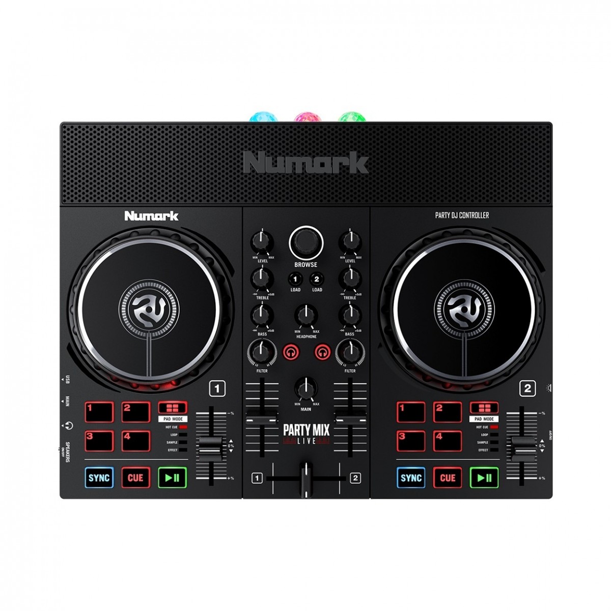 Numark Party Mix Live 2-Kanal-DJ-Controller mit Lautsprechern