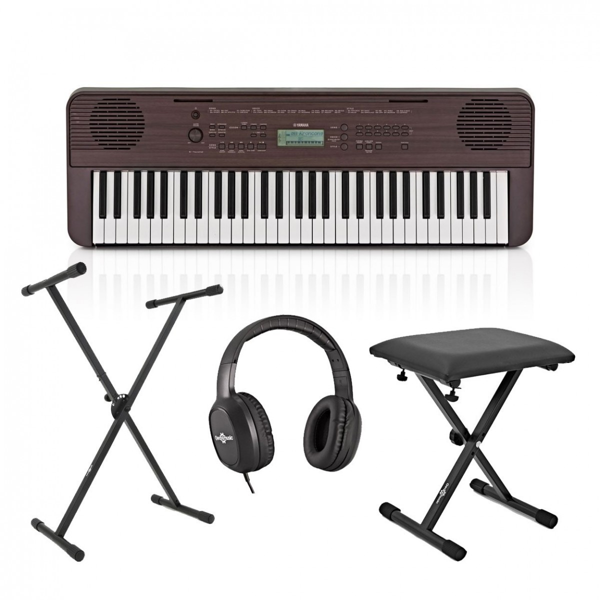 Yamaha PSR E360 Tragbares Keyboard Pack dunkel Walnuss