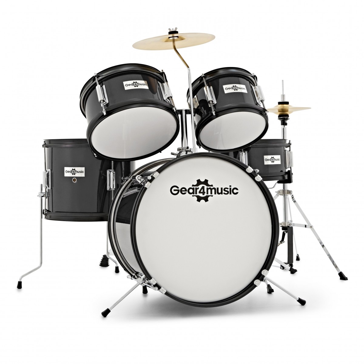 5-teiliges Junior-Schlagzeug von Gear4music Schwarz