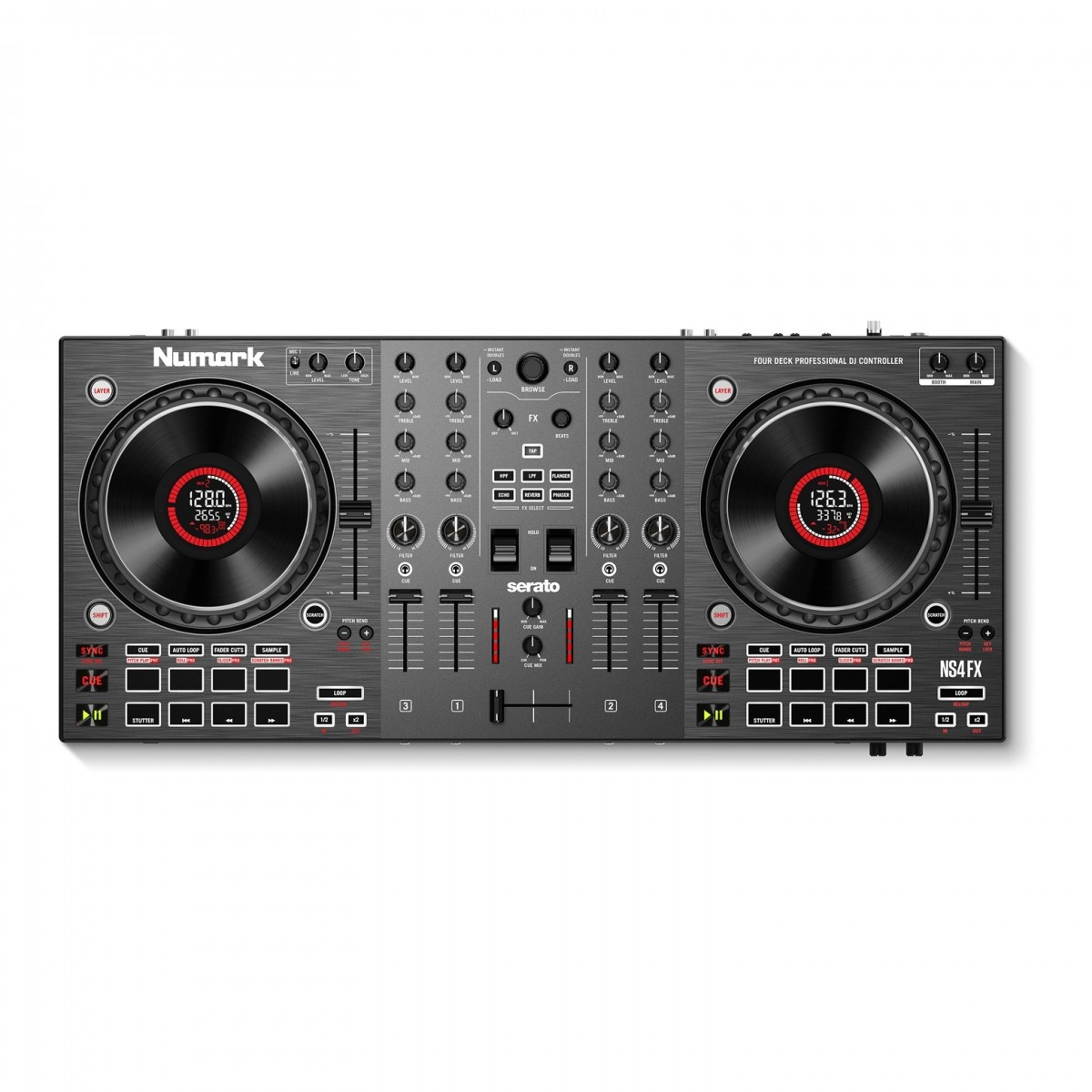 Numark NS4FX Professioneller 4-Deck-DJ-Controller