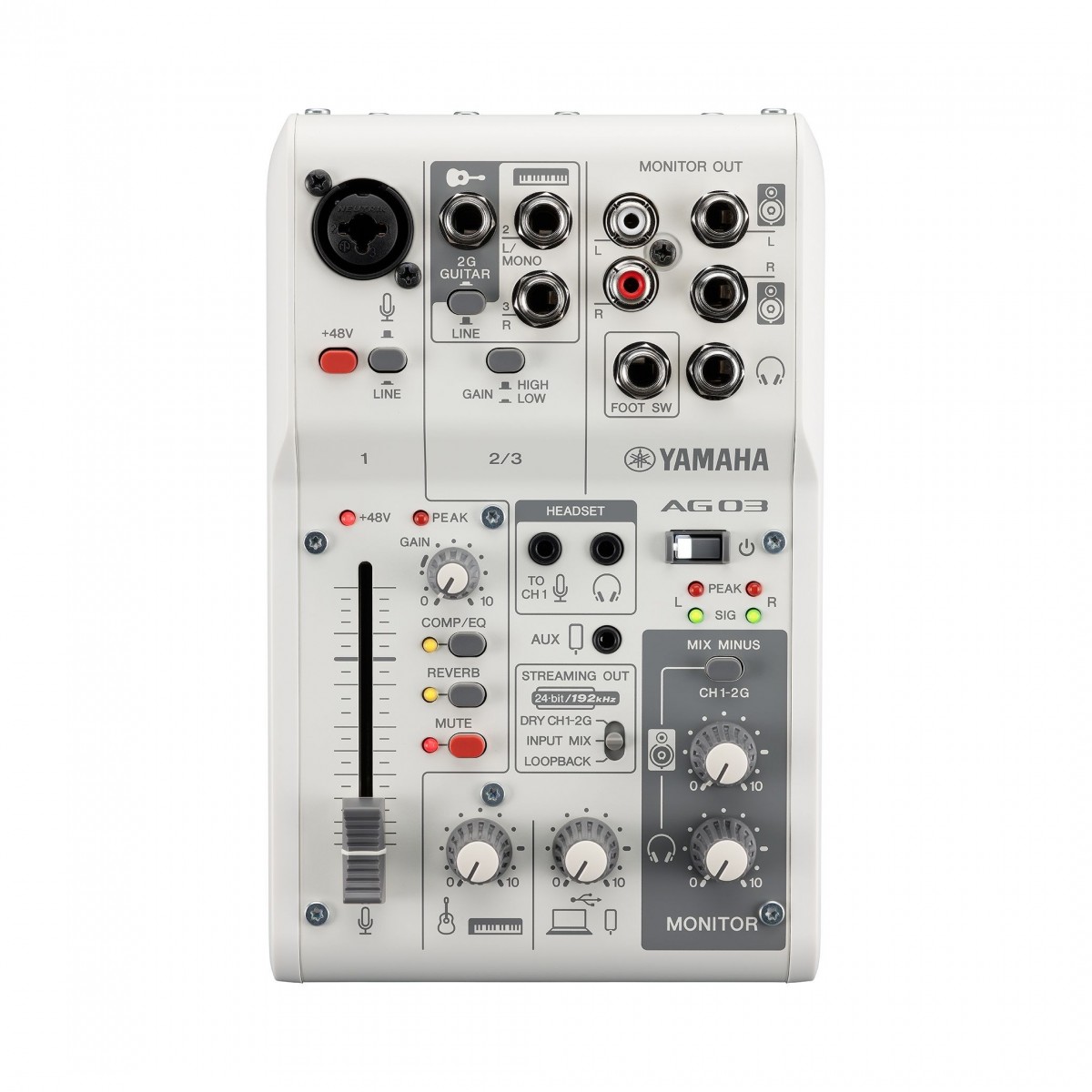 Yamaha AG03 MK2 3-Kanal-Mischpult mit USB-Interface weiß