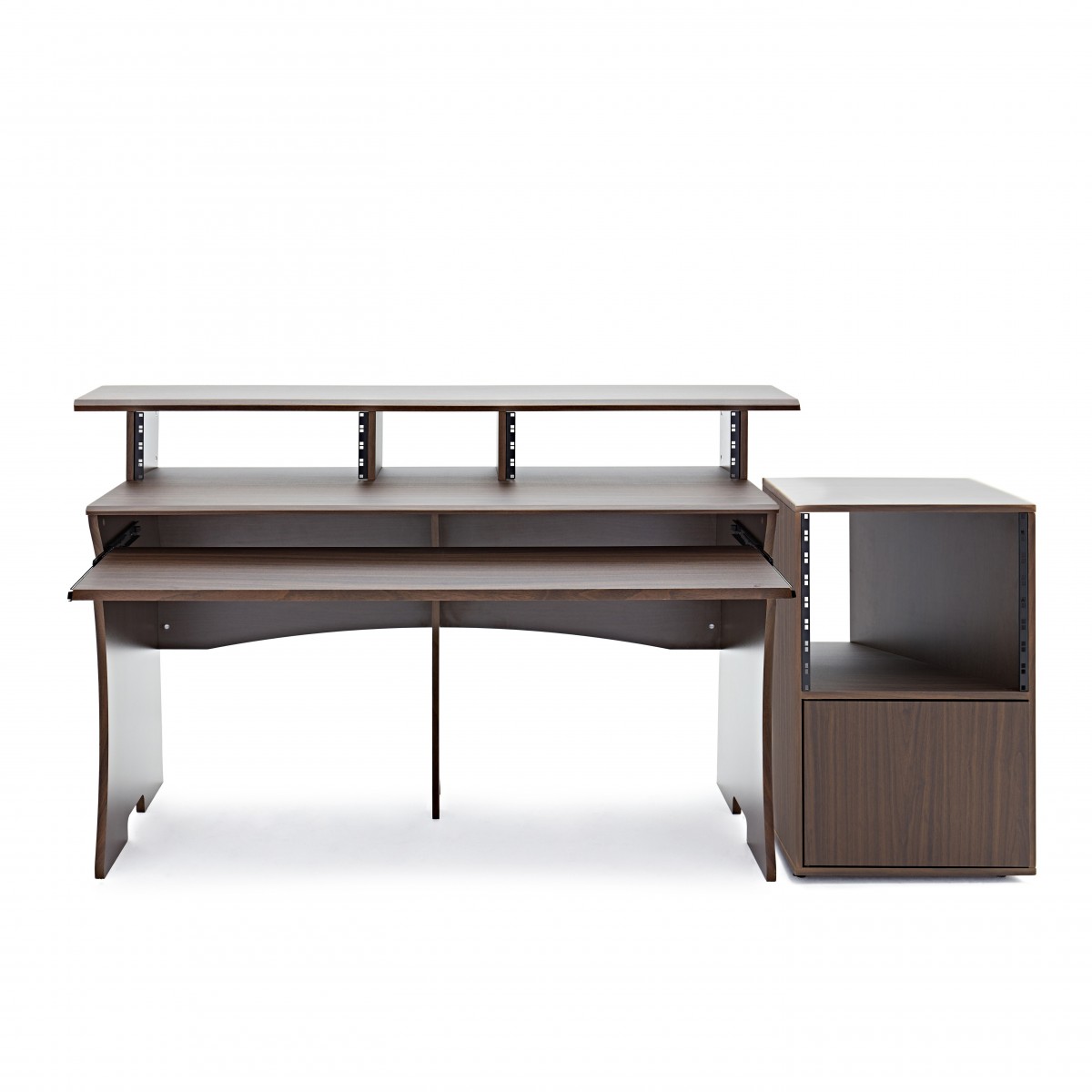 3-stufiges Pro-Audio-Studio-Pult + Rack-Schrank Walnuss