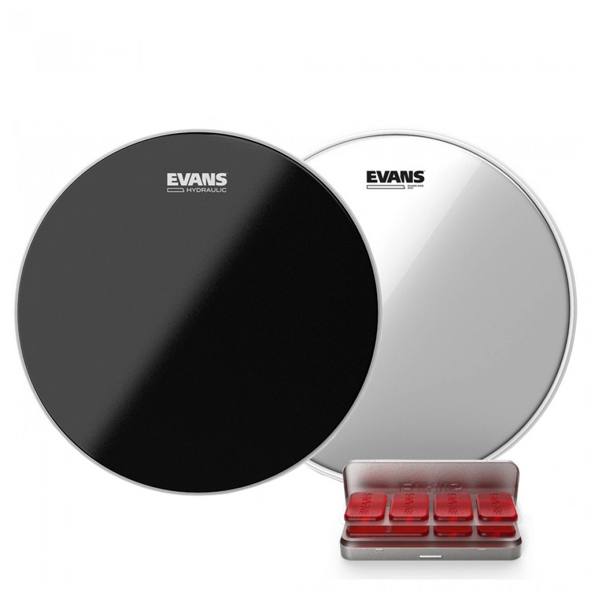 Evans Hydraulic schwarz Snare Schlagzeugfell Hazy 300 & EQ PODS Pack 14