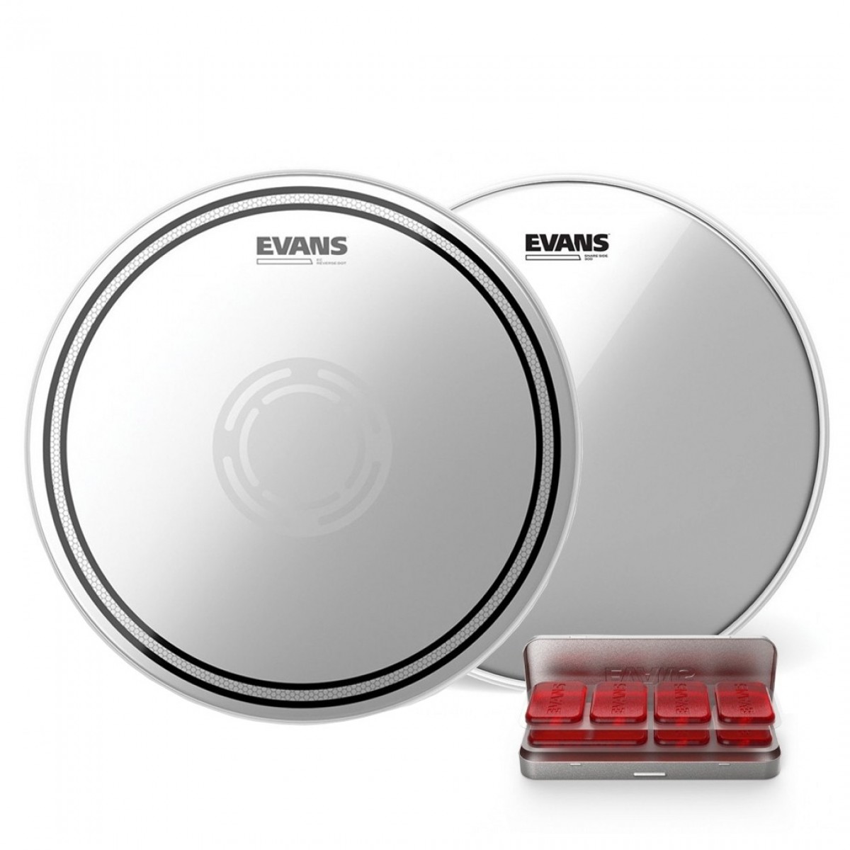 Evans EC Reverse Dot Snare Schlagzeugfell Hazy 300 & EQ PODS Pack 14