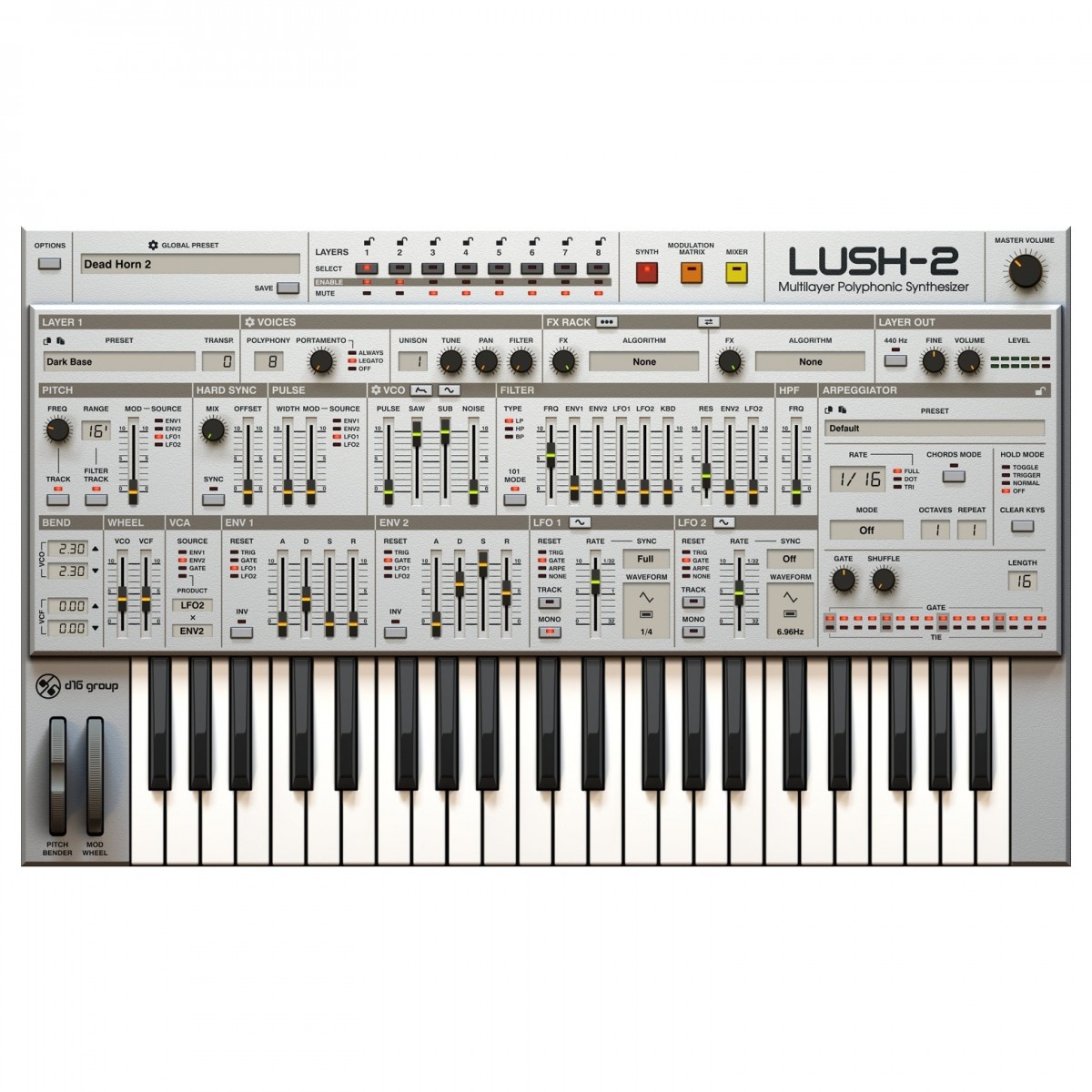D16 group LuSH-101 Multitimbraler polyphoner Synthesizer