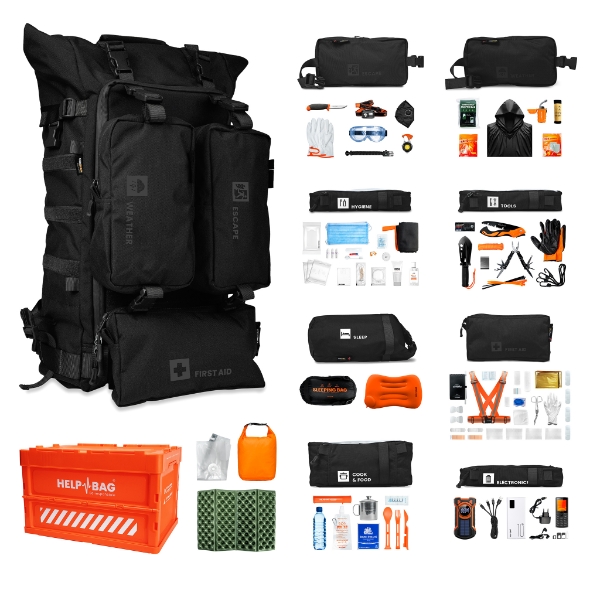 Notfallrucksack HELP BAG® zur Krisenvorsorge, Survival & Evakuierung - Schwarz