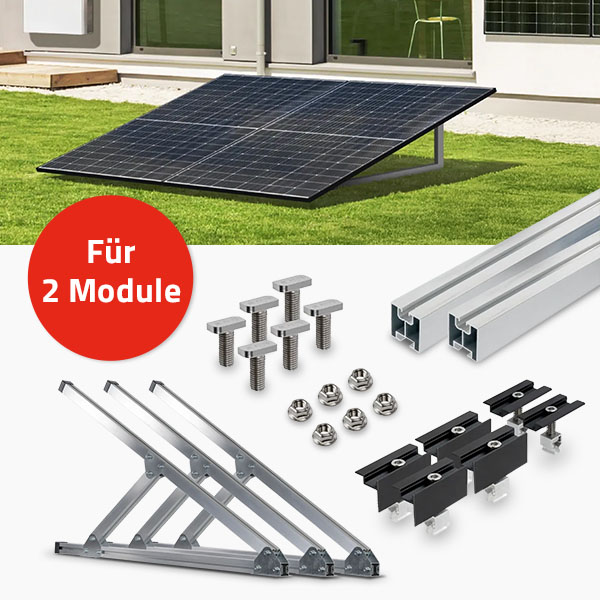 Montageset Flachdach und Wand für 2 Solarmodule Balkonkraftwerk - auch für Garten und Terrasse