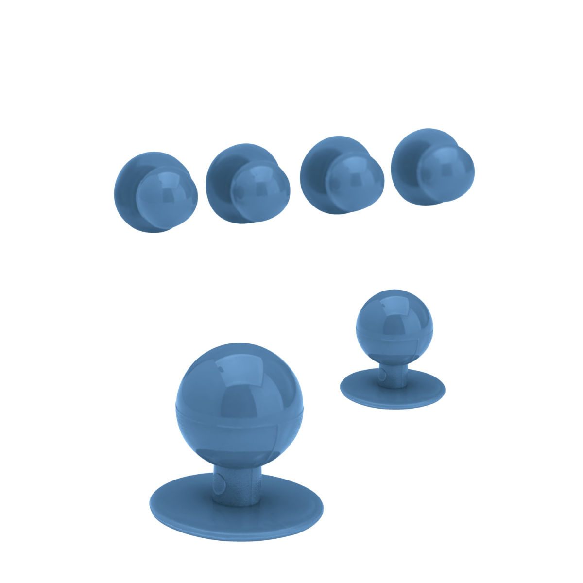 PULSIVA Kugelknöpfe Uni; rauchblau; rund; 12 Stück / Pack