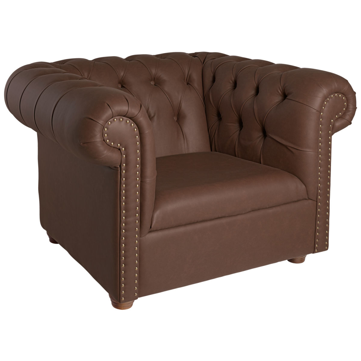 VEGA Sessel Chesterfield inkl. Füßen; 114x97x72.5 cm (BxTxH); Sitz braun, Gestell braun
