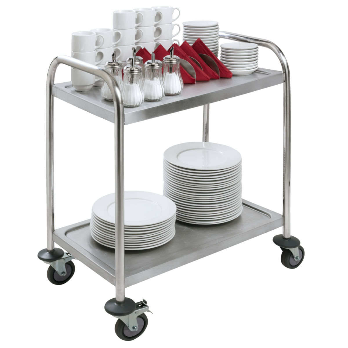 PULSIVA Servierwagen Smart 2BS Edelstahl; 41x71x81 cm (BxTxH); silber