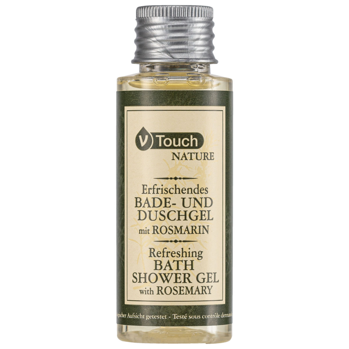 V-Touch Hotel Bade- und Duschgel Nature; 40 ml; beige/grün; 216 Stück / Pack