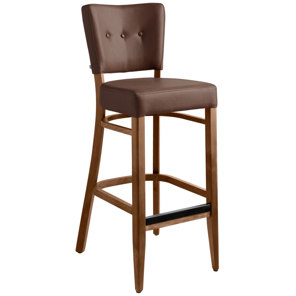 VEGA Barstuhl Winchester Kunstleder; 45x56x110 cm (BxTxH); Sitz braun, Gestell tabak gebeizt; 2 Stück / Pack