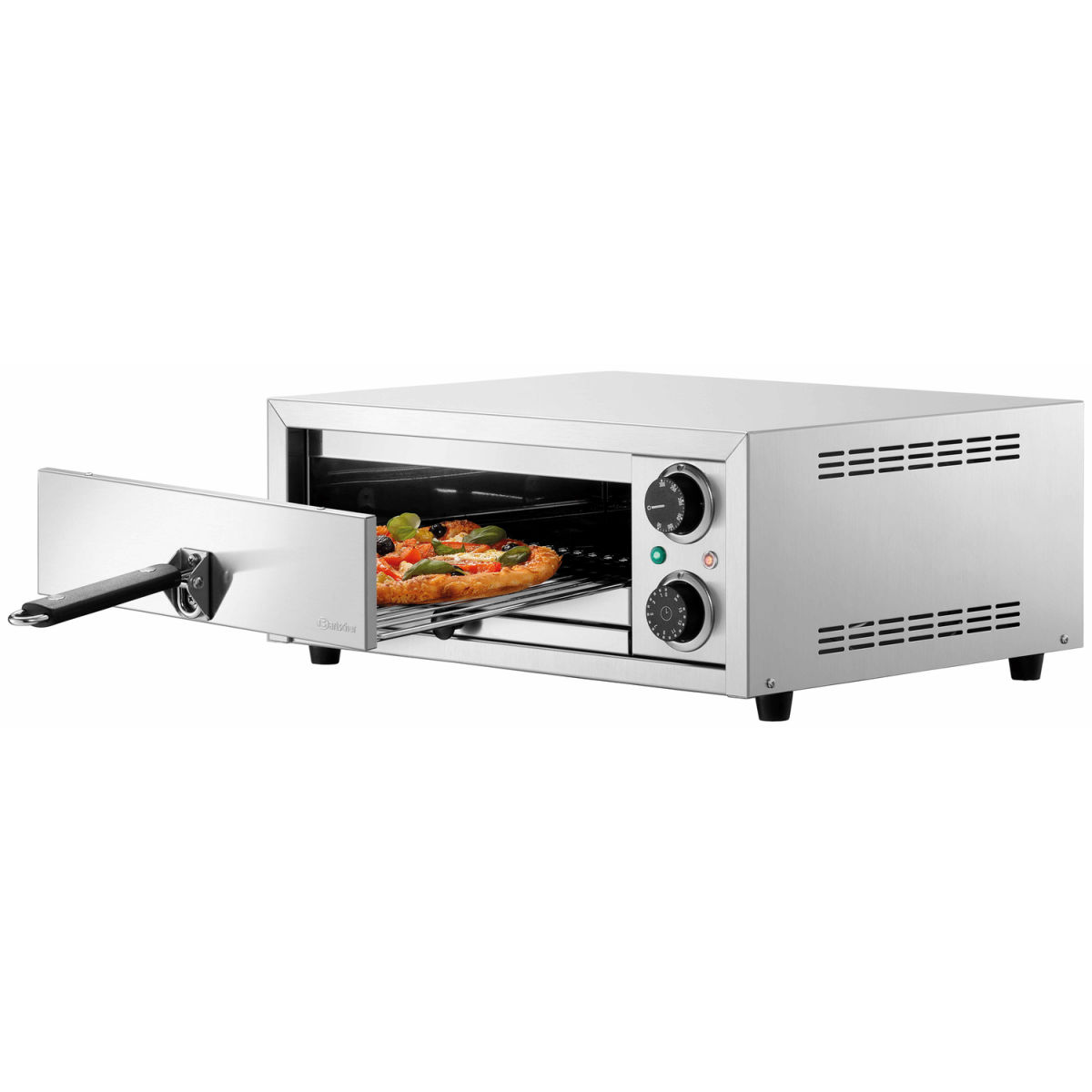 Bartscher Pizzaofen ST350 TR, 1 Backkammer für 1 Pizza Ø 34 cm; 51x41.5x57 cm (BxTxH); silber