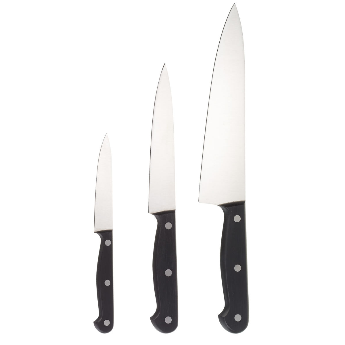 PULSIVA Profi Messerset POM 3-teilig; Klingenlänge 10 cm, 20 cm (L); schwarz