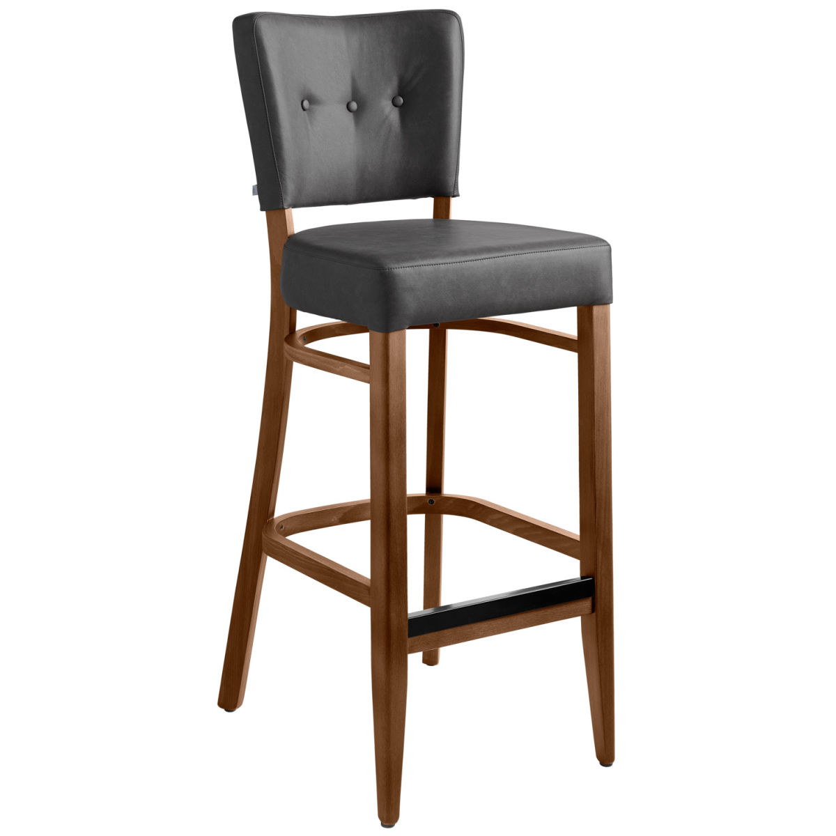 VEGA Barstuhl Winchester Kunstleder; 45x56x110 cm (BxTxH); Sitz anthrazit, Gestell tabak gebeizt; 2 Stück / Pack