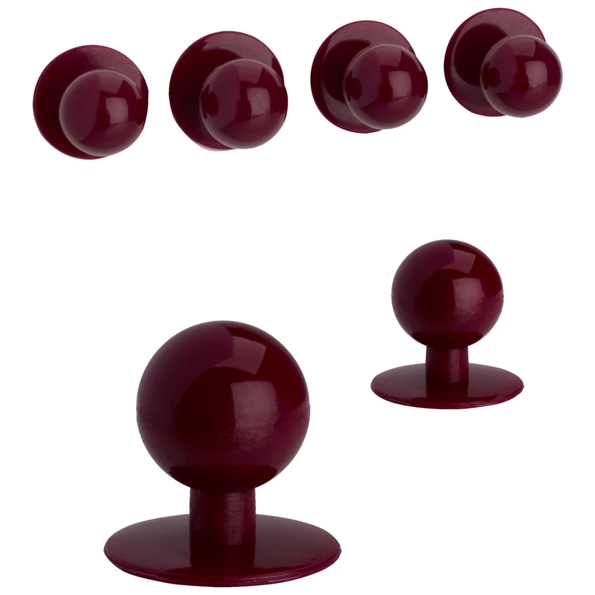 PULSIVA Kugelknöpfe Uni; bordeaux; rund; 12 Stück / Pack