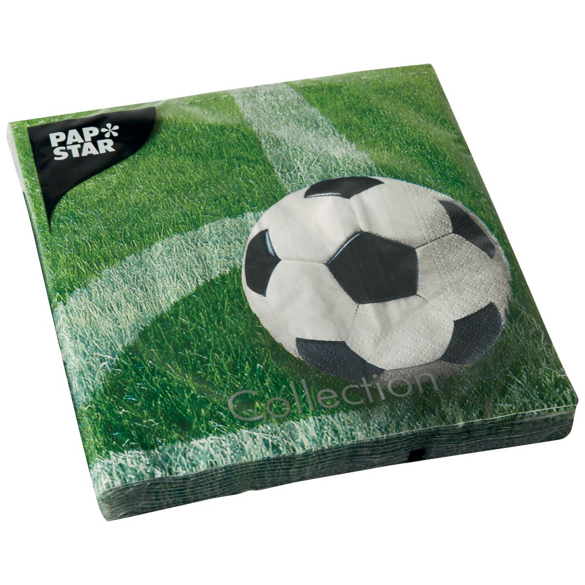 PAPSTAR Servietten Football; 33x33 cm (BxL); grün/schwarz/weiß; 200 Stück / Pack