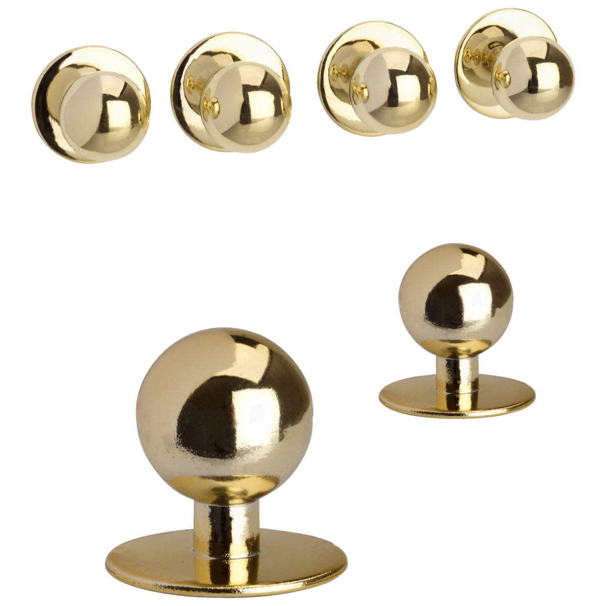 PULSIVA Kugelknöpfe Uni glänzend; gold; rund; 12 Stück / Pack