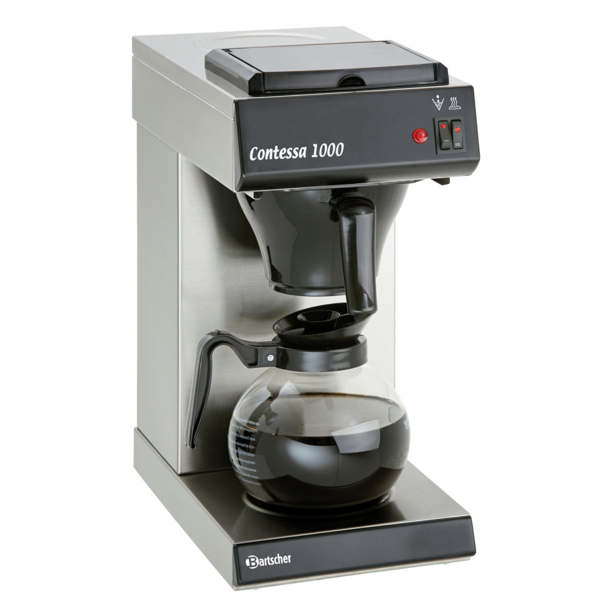 Bartscher Kaffeemaschine Contessa 1000; 1.8 l, 21.5x46x38.5 cm (BxHxT); schwarz/silber