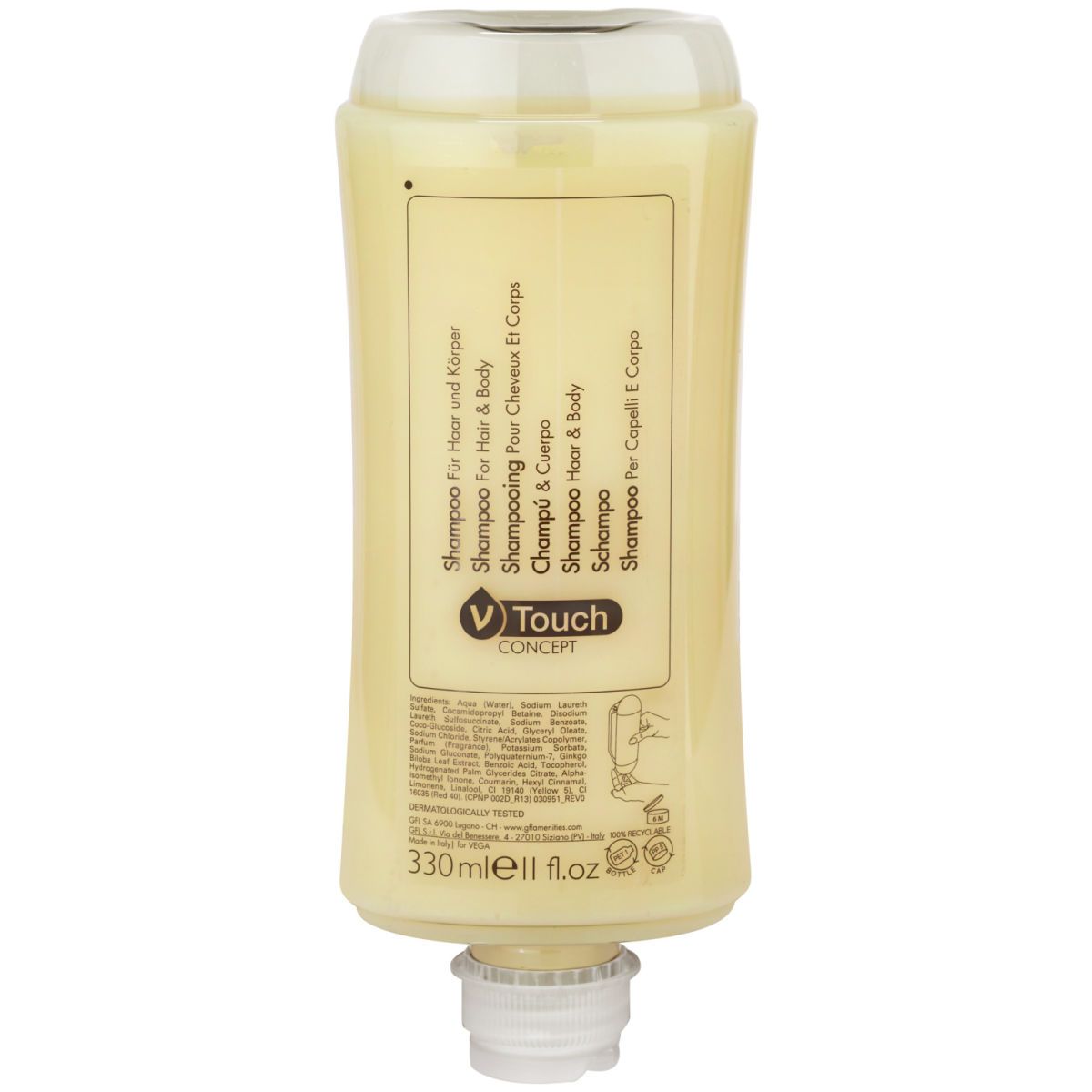 V-Touch Hotel Shampoo und Duschgel Concept im Spendersystem; 330 ml; gelb; 24 Stück / Pack